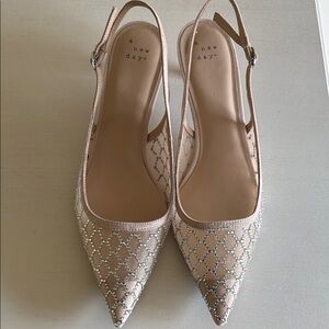 A New Day Women's Cream Slingback Heels